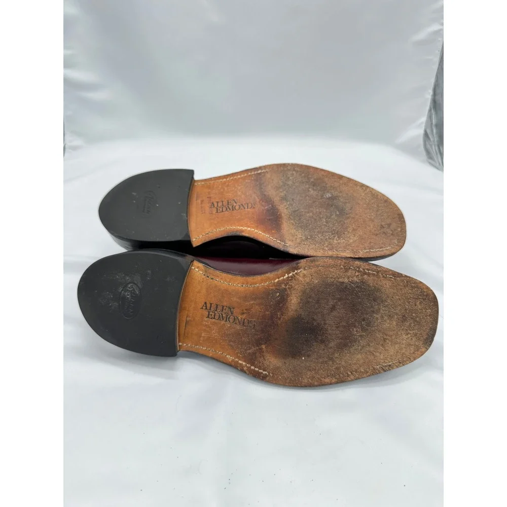 Allen Edmonds‎ Leeds Burgundy Leather Plain Toe Blucher Derby Mens 9.5 B 9548